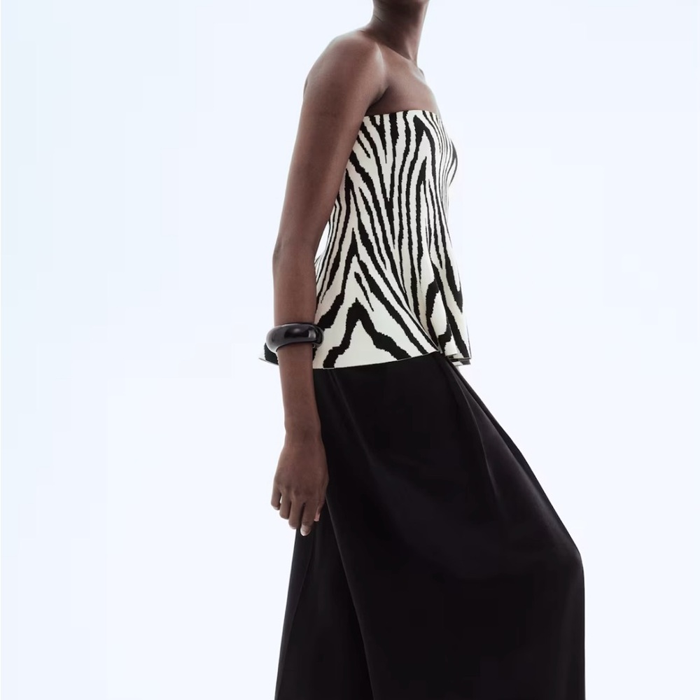 NWT. H&M Stylish Zebra Print Strapless bandeau Top. M & S - Picture 2 of 4